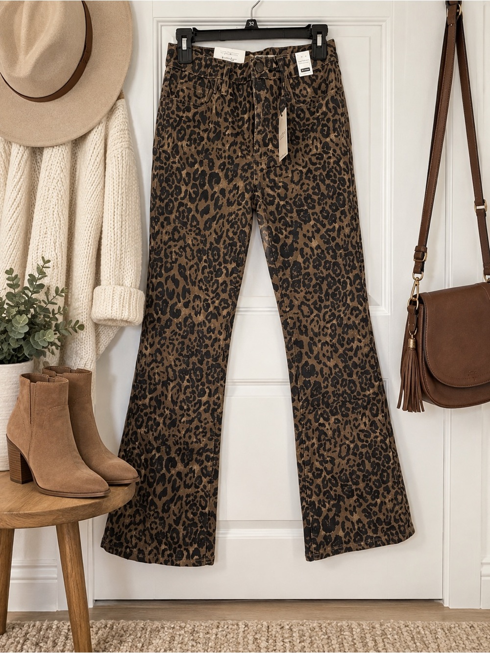 Judy Blue Brown & Black Leopard Flare Pants